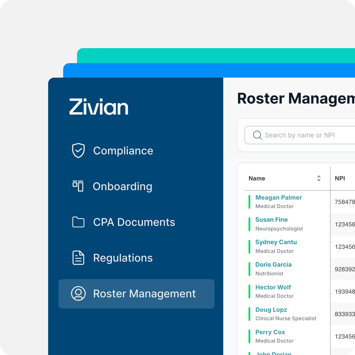 Zivian platform roster management dashboard