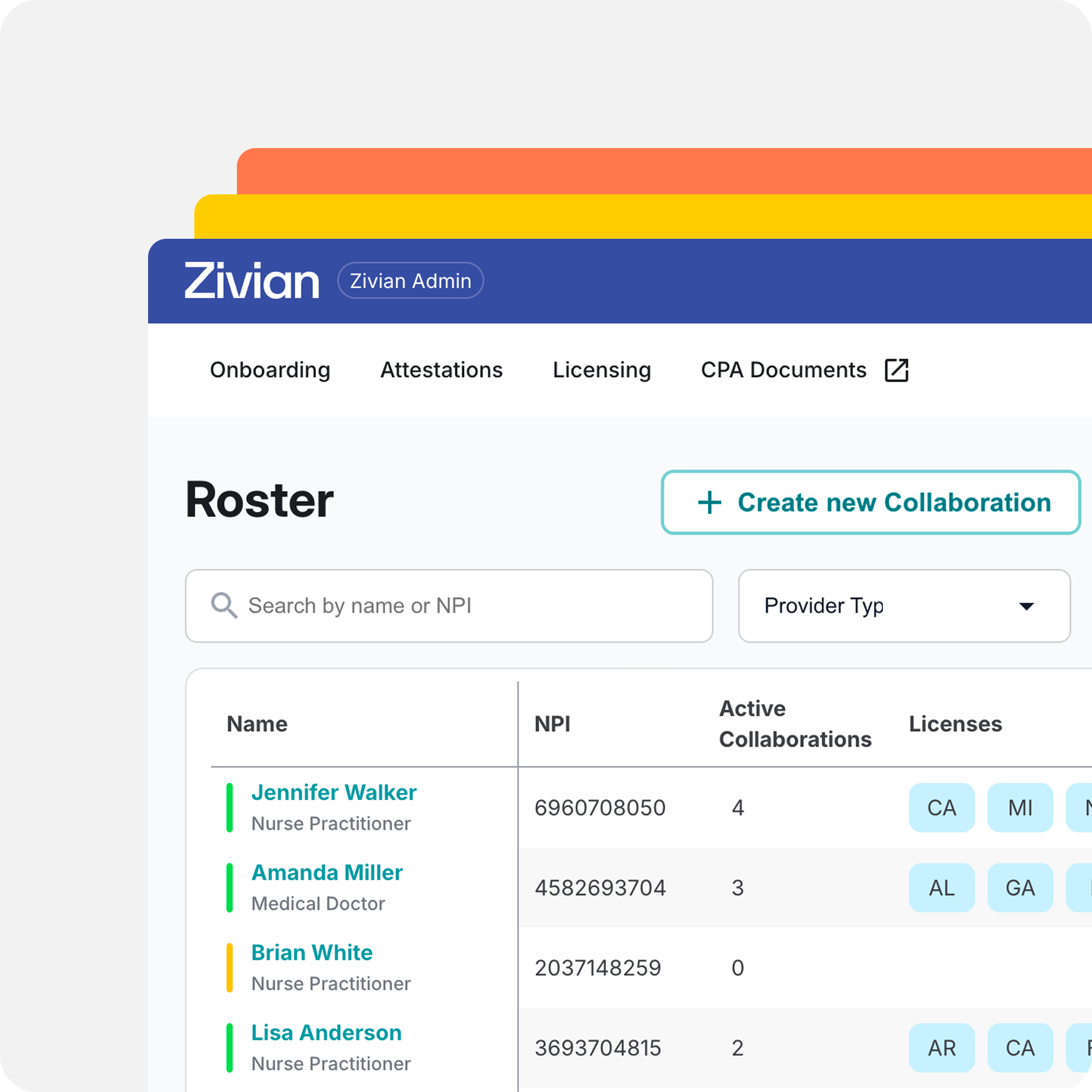 Zivian license and credentials management